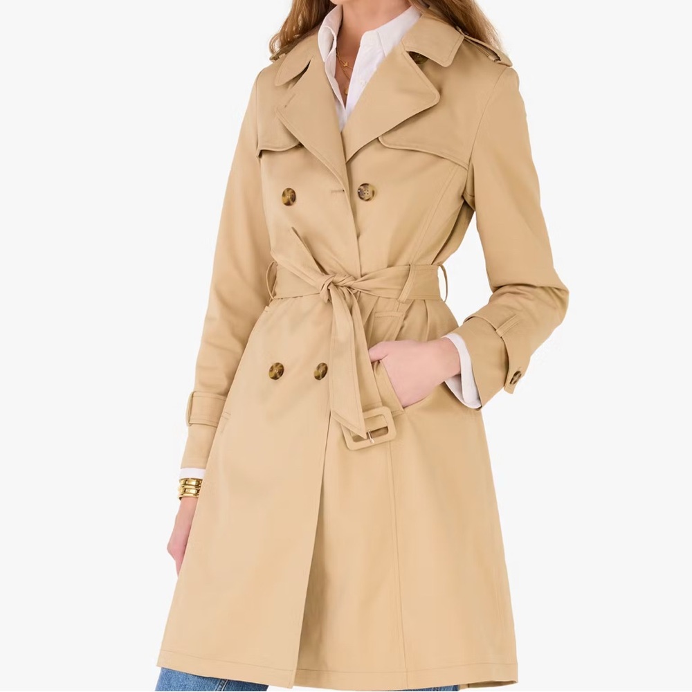 NWT Kate Spade Beige Hooded Trench Coat L Large